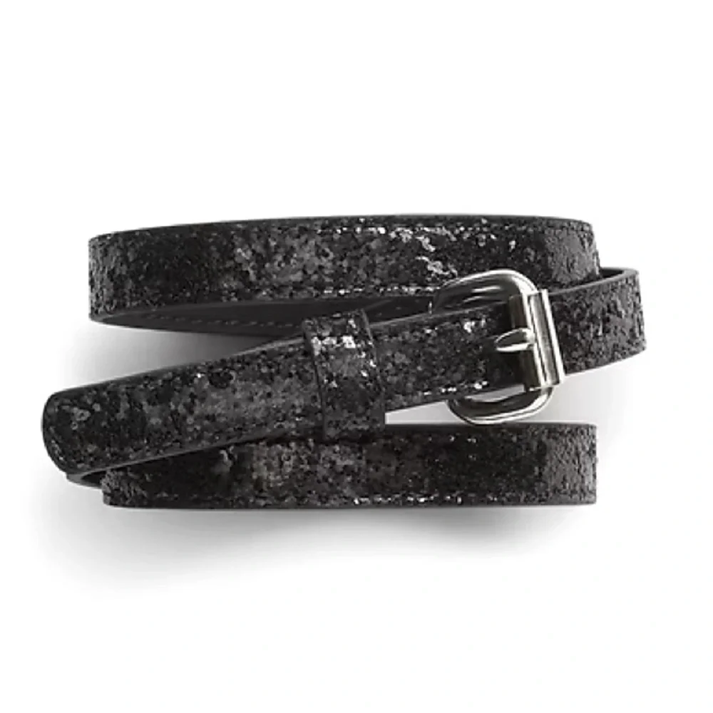 Girls Black Glitter Belt